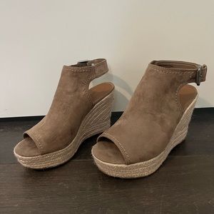 Suede Tan Wedge- Size 5 1/2